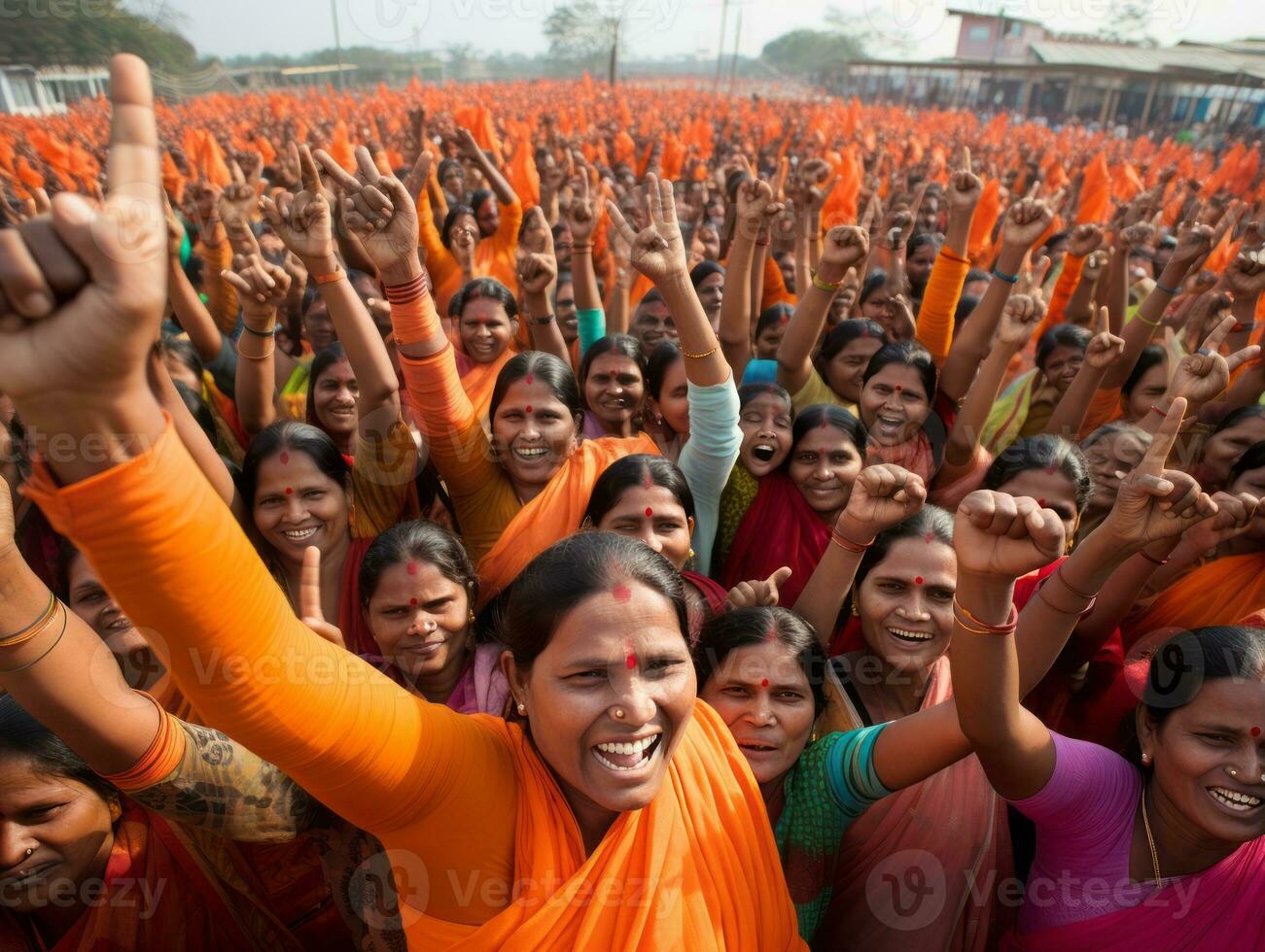 fotografia di donne chi sollevamento empower loro stessi ai generativo foto