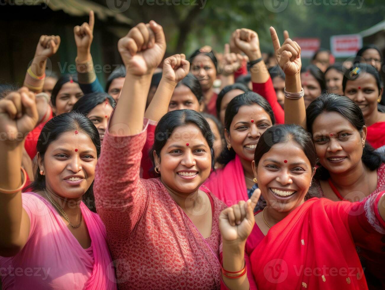 fotografia di donne chi sollevamento empower loro stessi ai generativo foto