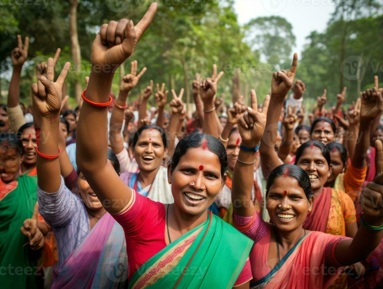 fotografia di donne chi sollevamento empower loro stessi ai generativo foto