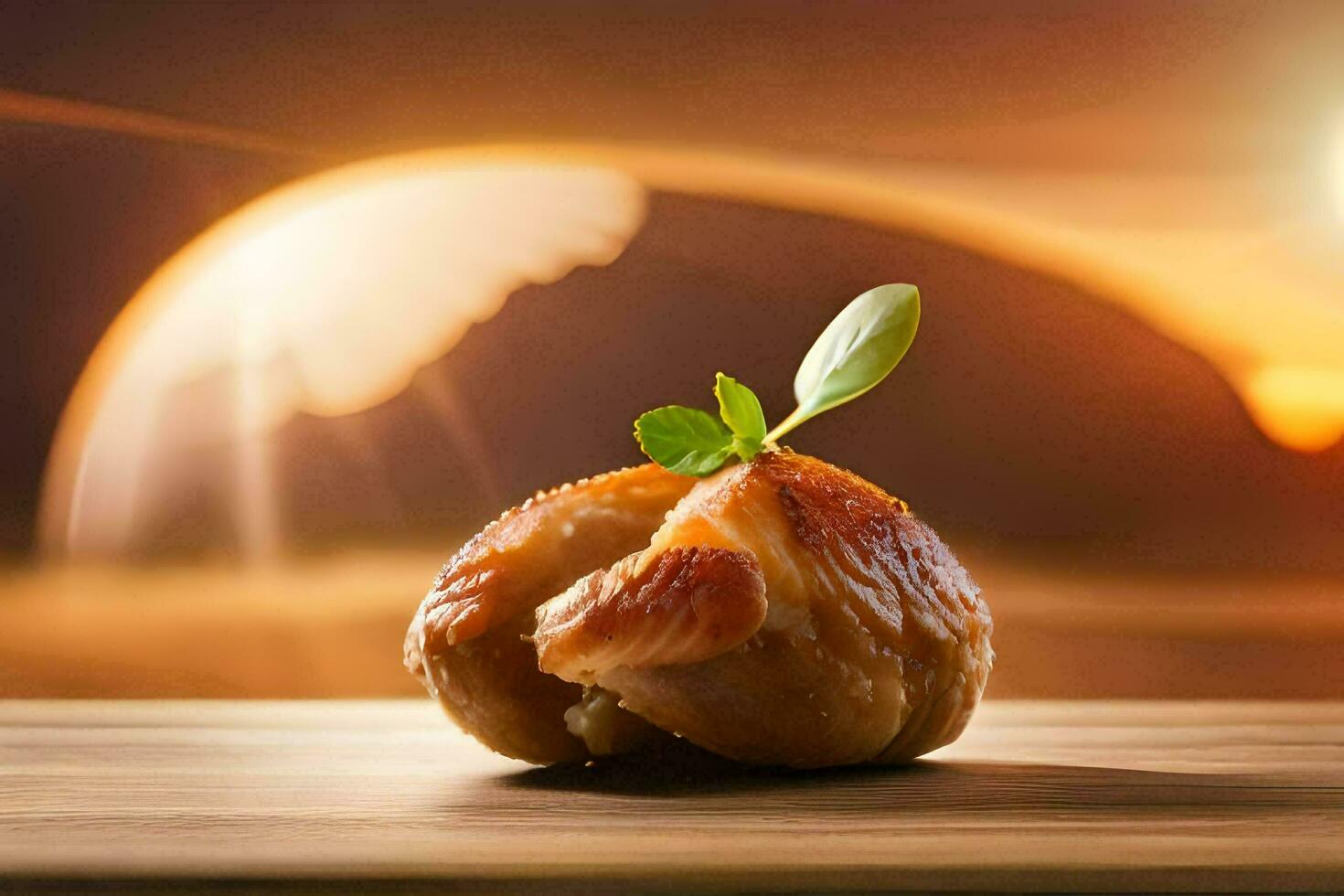 un' pezzo di pollo su un' di legno tavolo. ai-generato foto