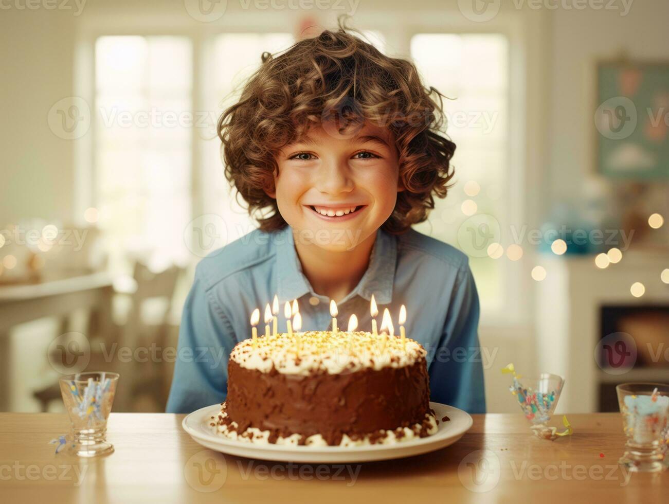 bambino soffiaggio su il candele su loro compleanno torta ai generativo foto