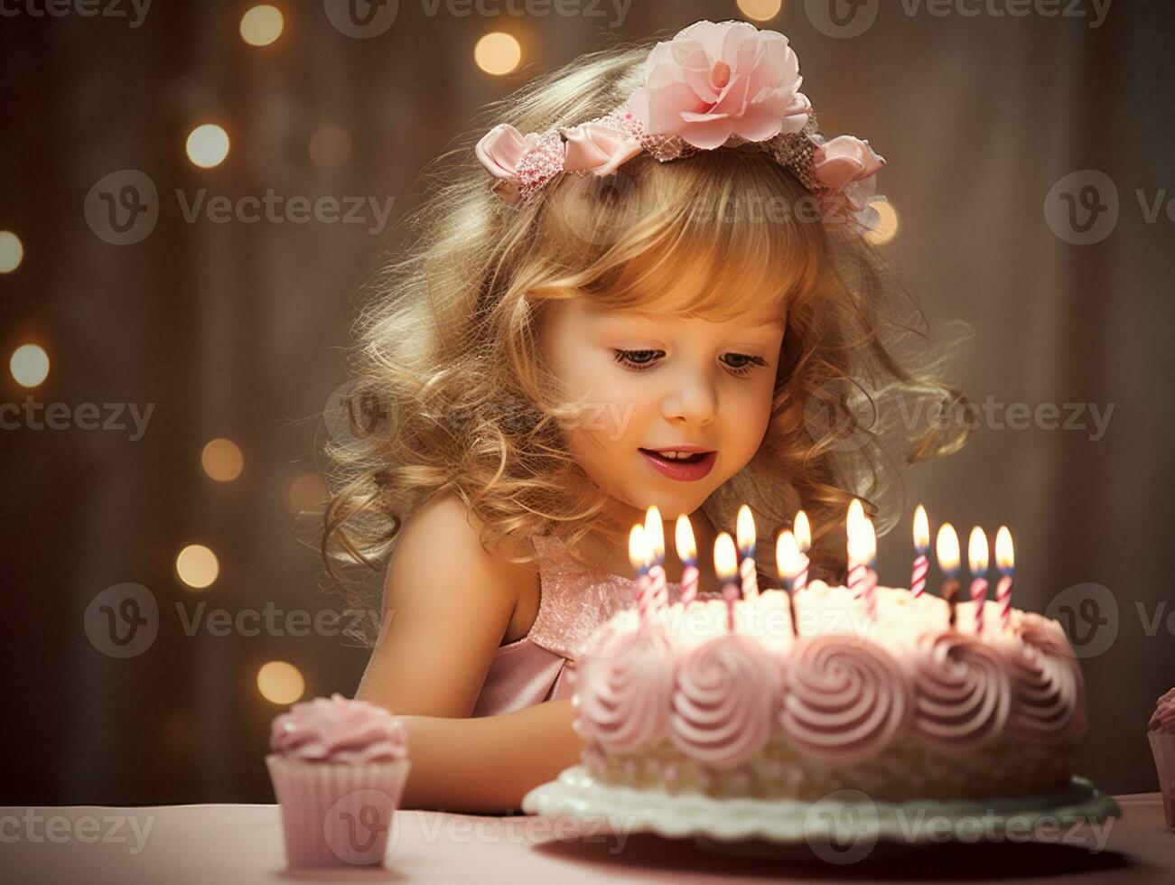 bambino soffiaggio su il candele su loro compleanno torta ai generativo foto