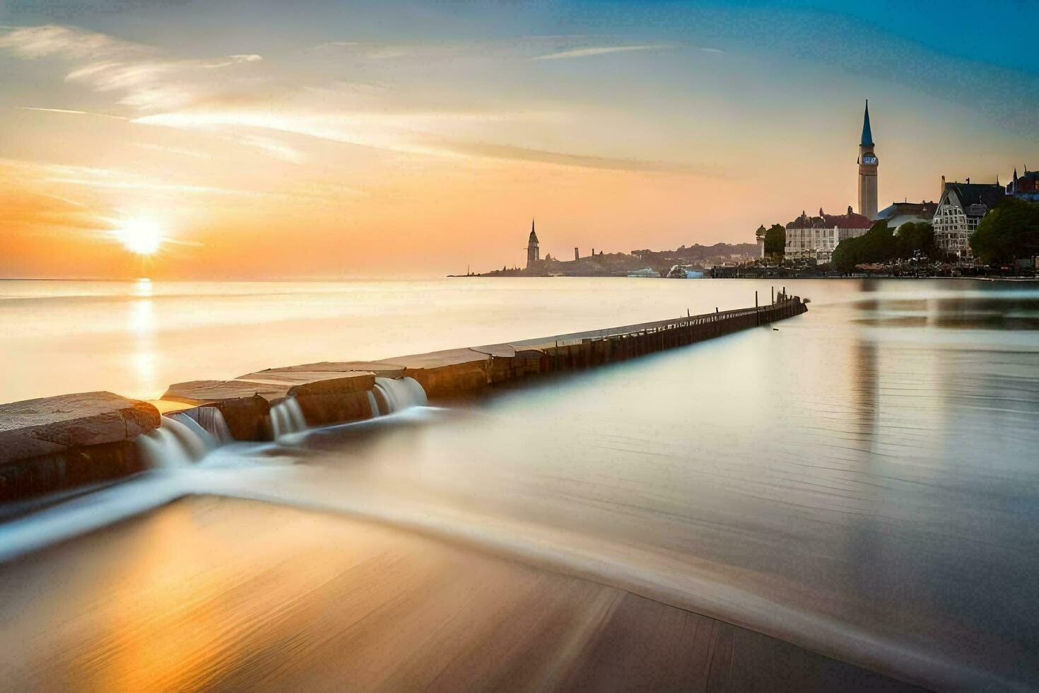 tramonto al di sopra di il mare nel Croazia. ai-generato foto