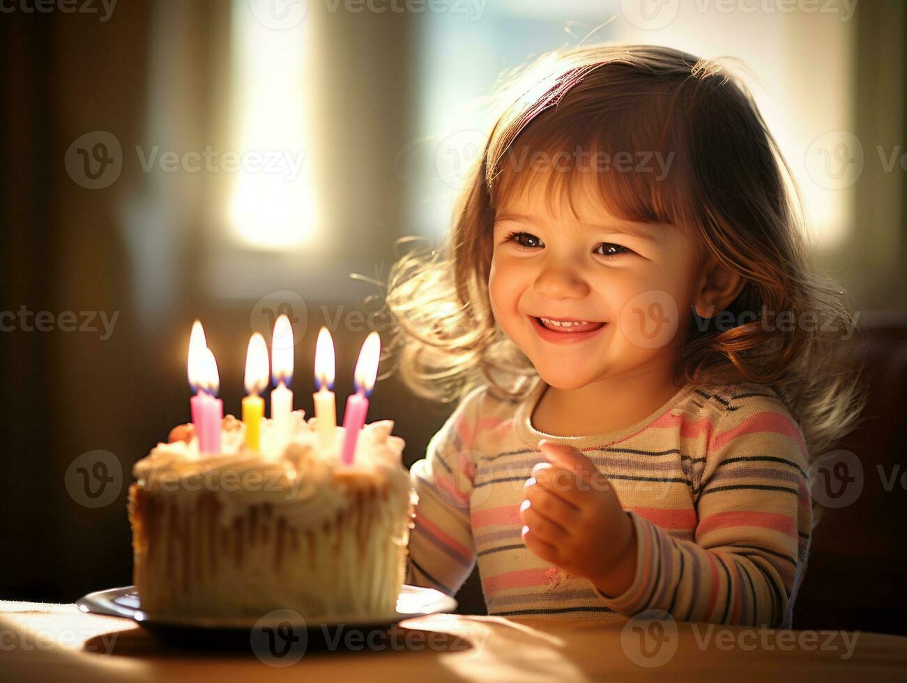 bambino soffiaggio su il candele su loro compleanno torta ai generativo foto