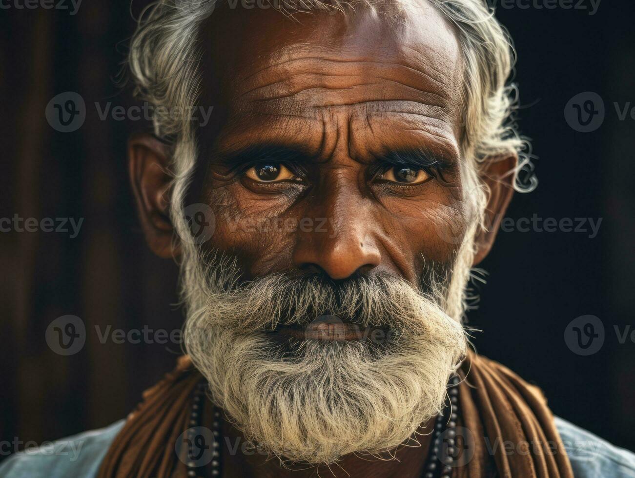 vecchio colorato foto di un' indiano uomo a partire dal il presto 1900 ai generativo