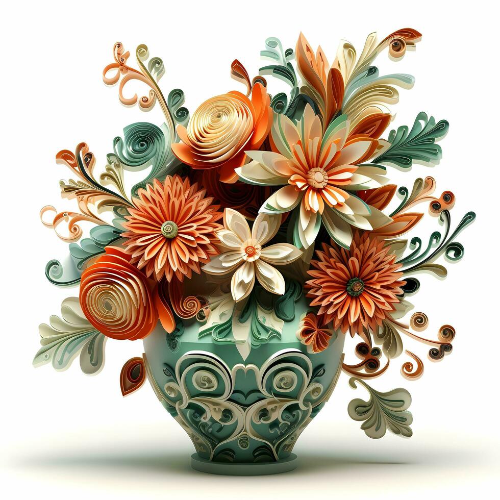 ai generativo vaso con fiori nel esso su un' bianca sfondo foto