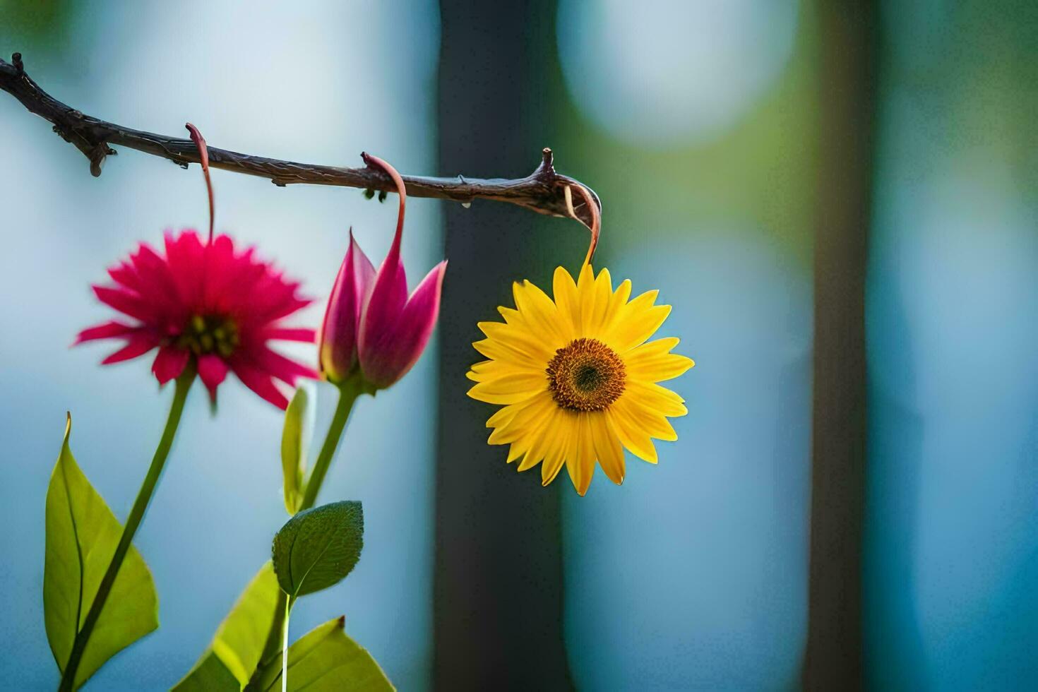 foto sfondo il cielo, fiori, il sole, il girasole, il girasole, il. ai-generato