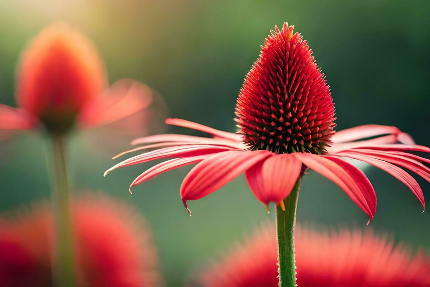 rosso coneflower nel il sole. ai-generato foto