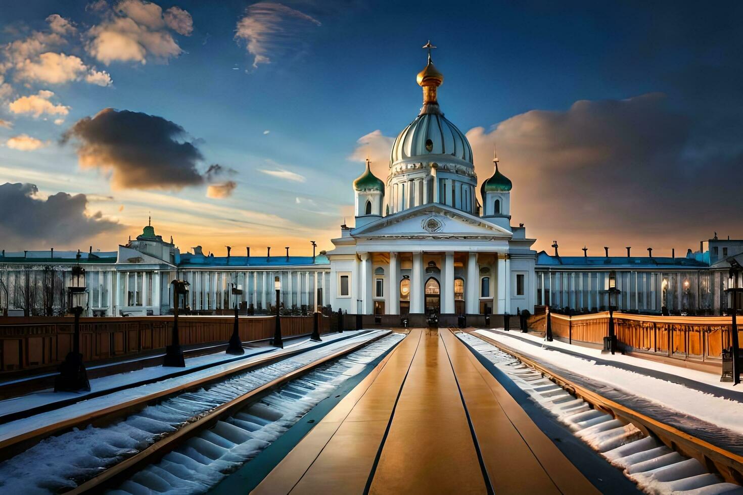 il st petersburg Cattedrale nel inverno. ai-generato foto