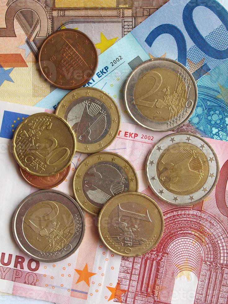 banconote e monete in euro, unione europea foto