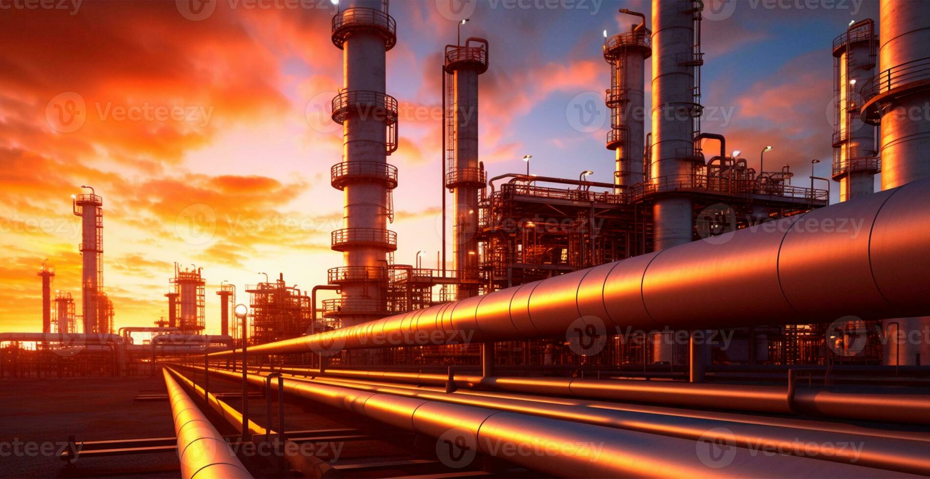 industriale olio raffineria la zona, dettaglio di acciaio olio tubatura attrezzatura, olio e gas Conservazione - ai generato Immagine foto