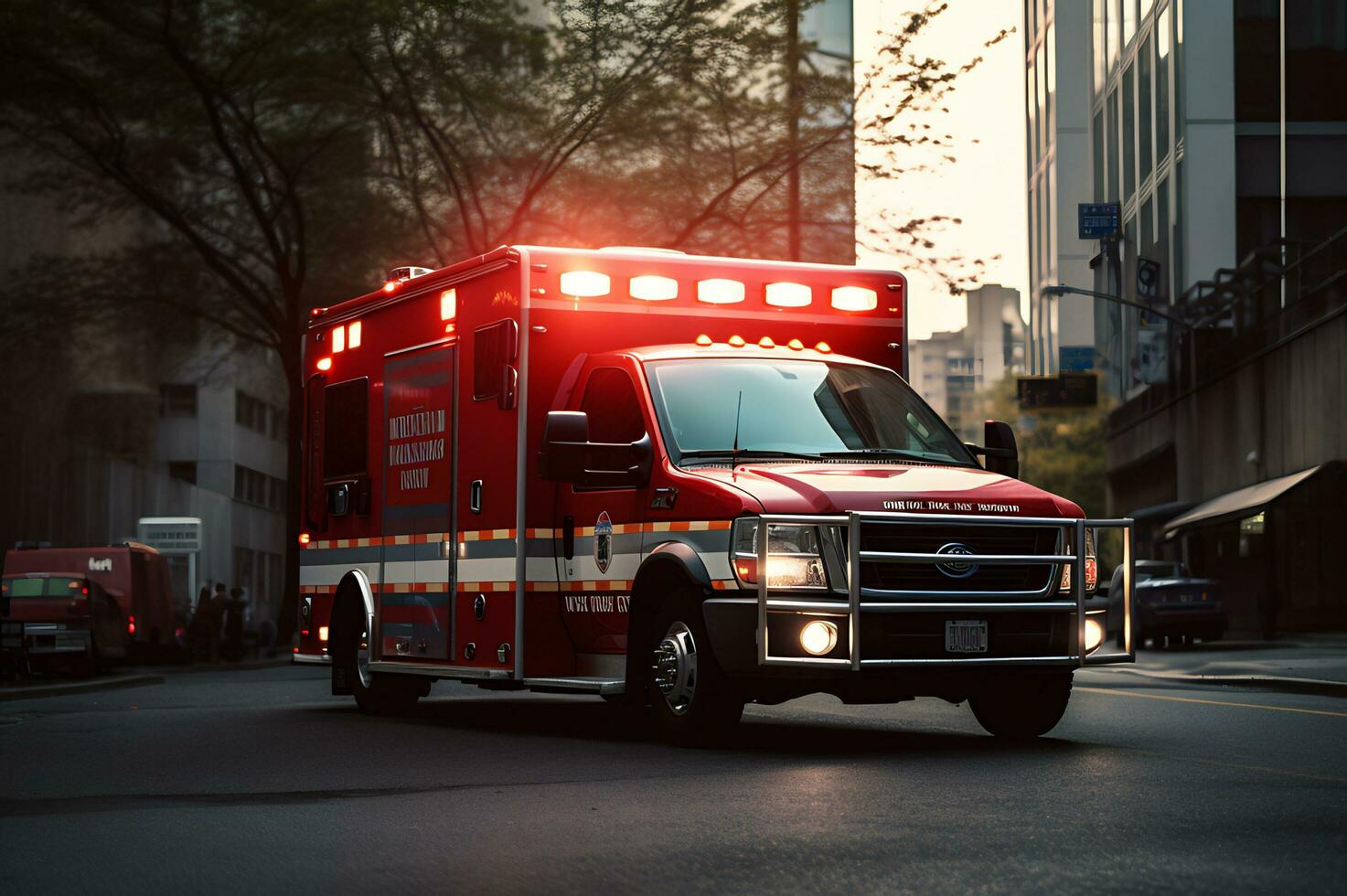 medico emergenza ambulanza auto su il strada ai generativo foto