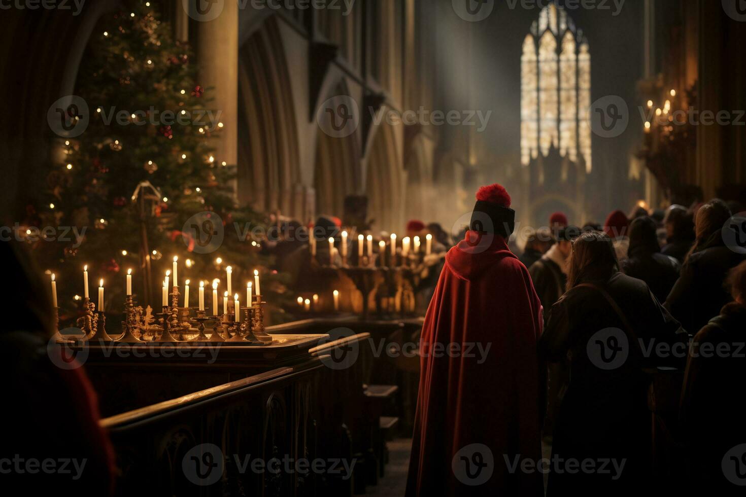 ai generativo incantevole Immagine di un' Chiesa mezzanotte Natale servizio foto