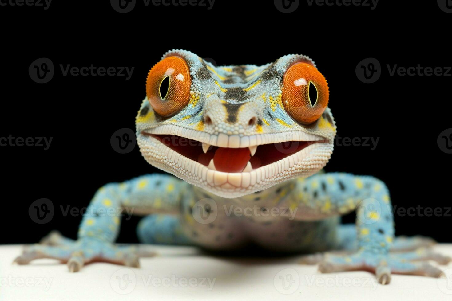 Impressionante tokay geco, riconosciuto per suo vivido blu e arancia colorazione ai generato foto