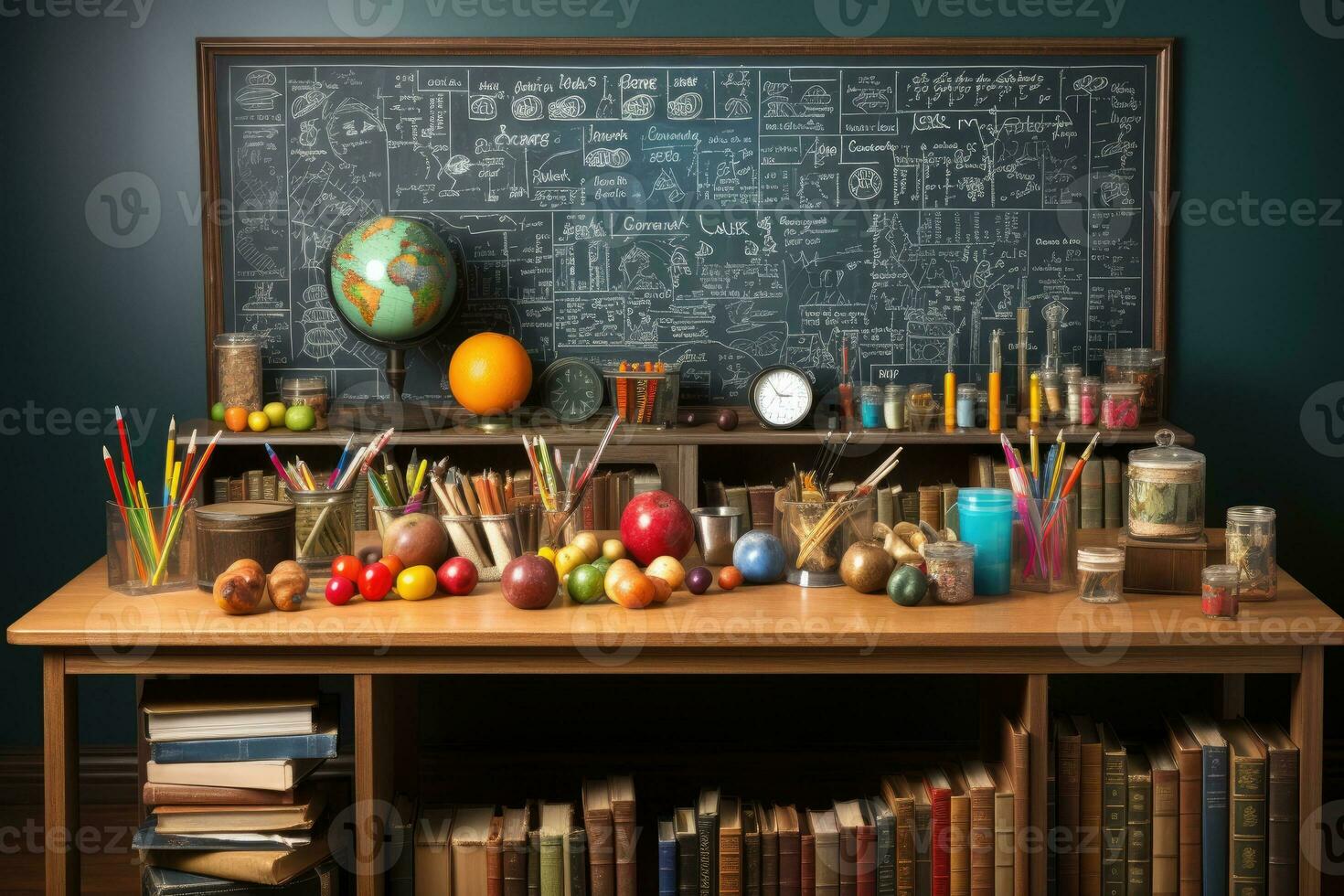 il situazione nel il aula completare con un' lavagna ai generativo foto