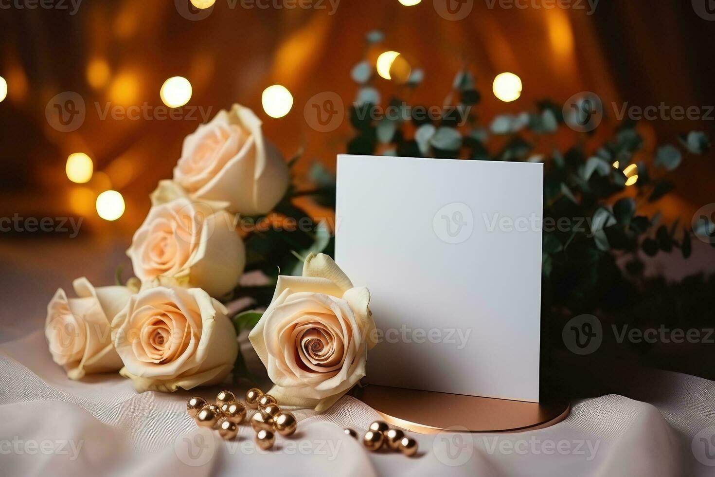 saluto carta con candela e fiore decorazione professionale pubblicità fotografia ai generato foto