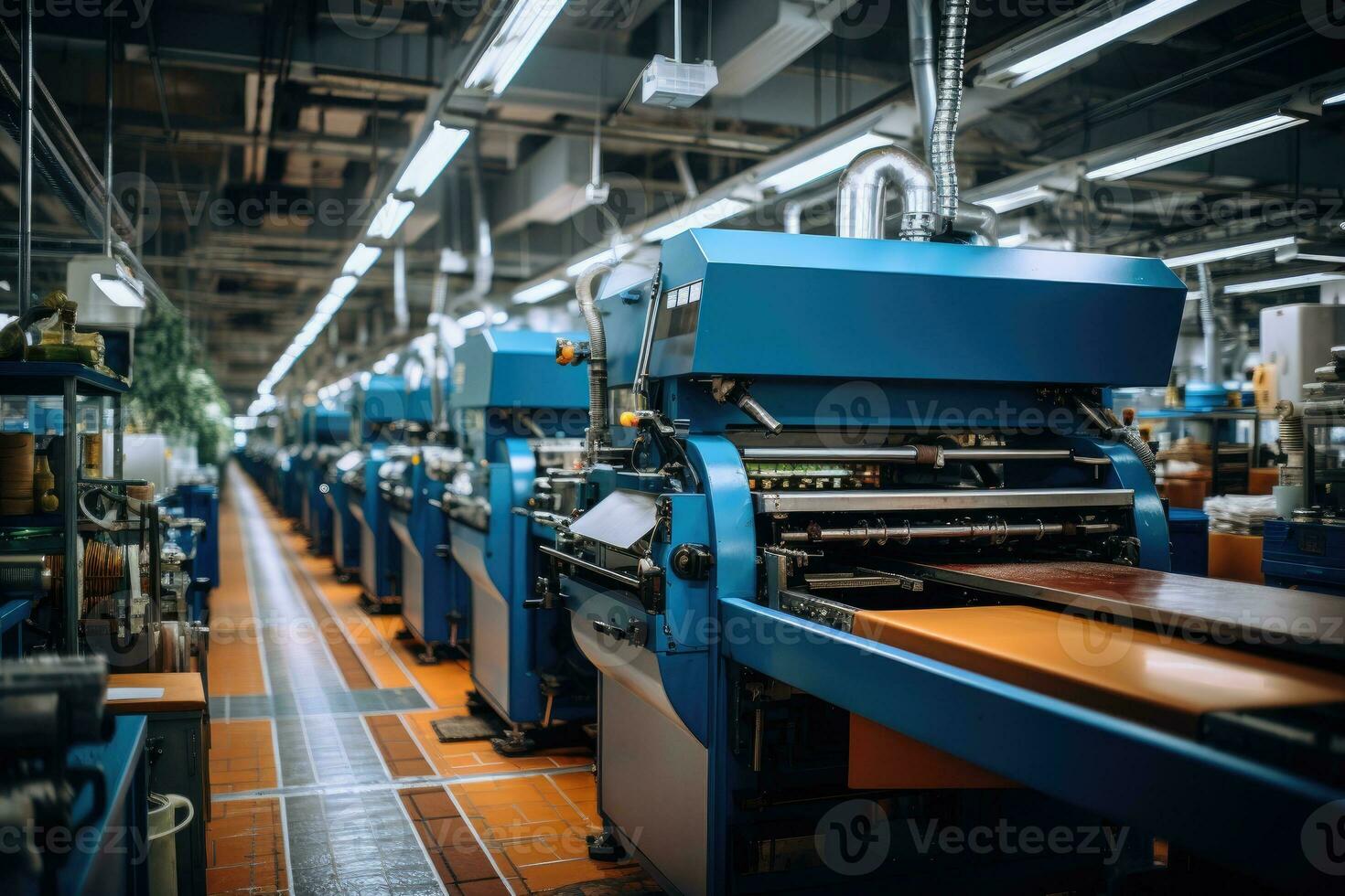 foto di dentro tessile fabbrica linea produzione Visualizza ai generato