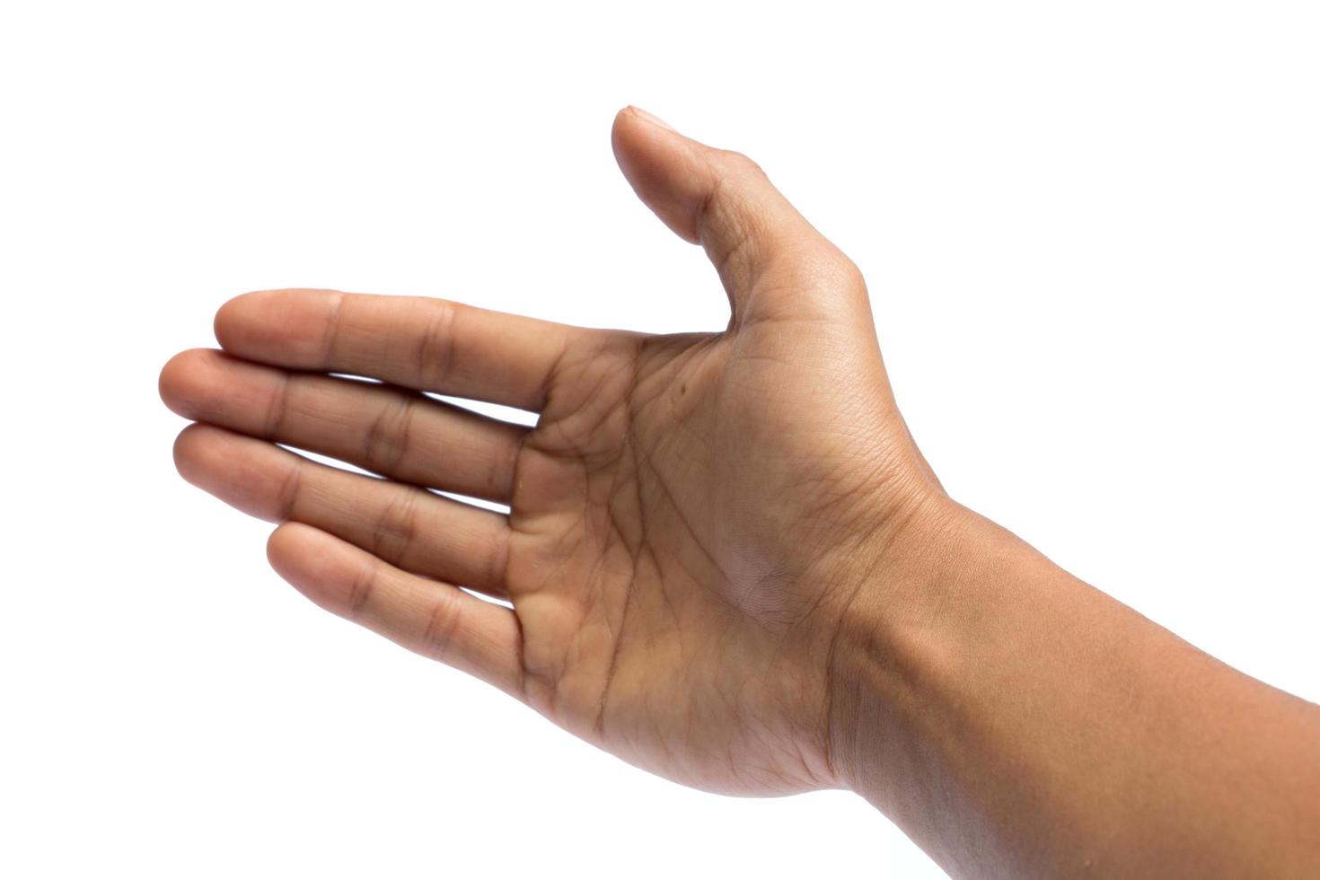 mano d'uomo isolata su uno sfondo bianco foto