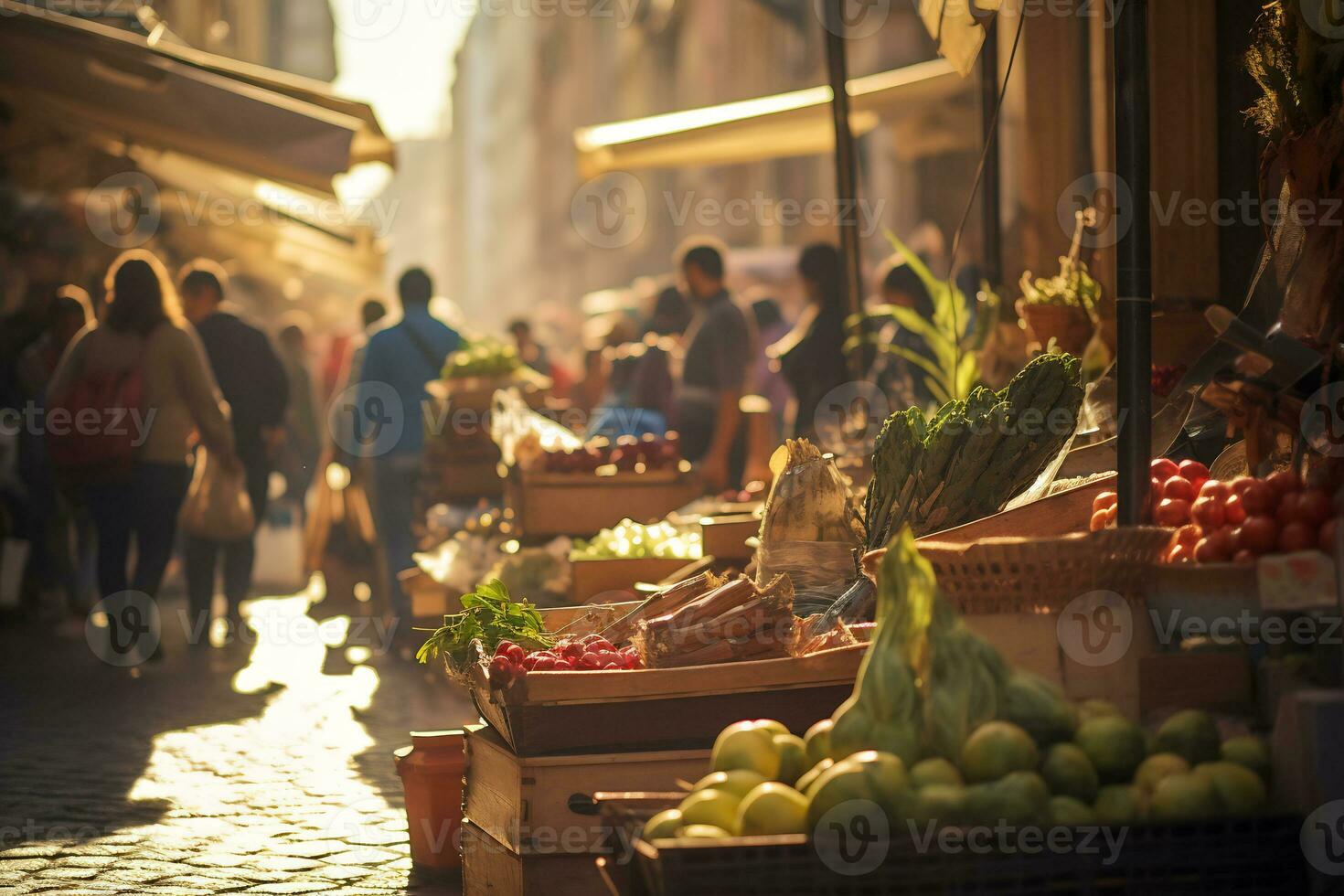 un' foto di un' vivace strada mercato nel Roma ai generativo