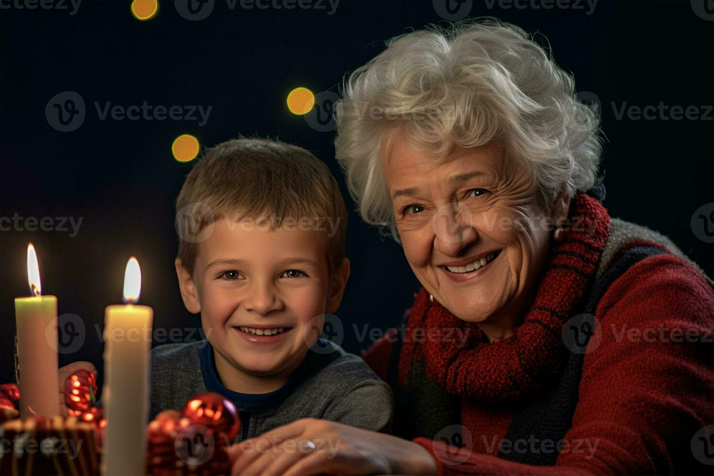 un' immagine di un' nonna e sua nipote sorridente su Natale giorno, ai generativo foto