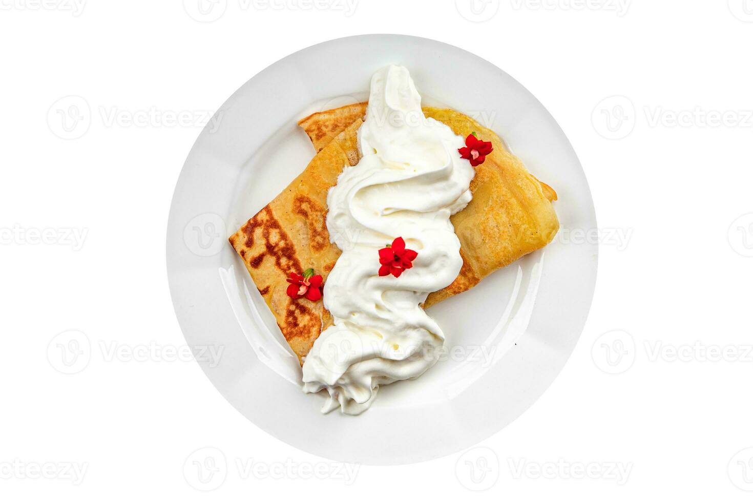 crepes frustato crema Pancakes porzione dolce delizioso dolce aperitivo pasto cibo merenda su il tavolo copia spazio foto
