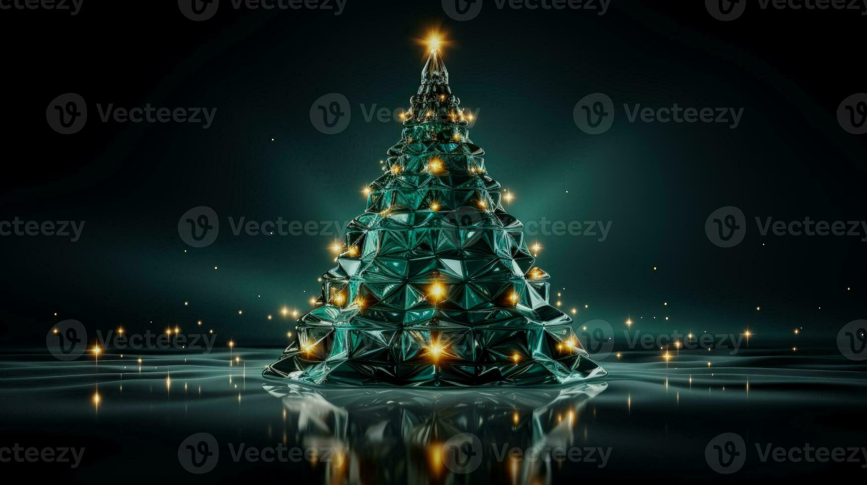 sostenibile Natale albero con guidato luci isolato su un' pendenza sfondo foto