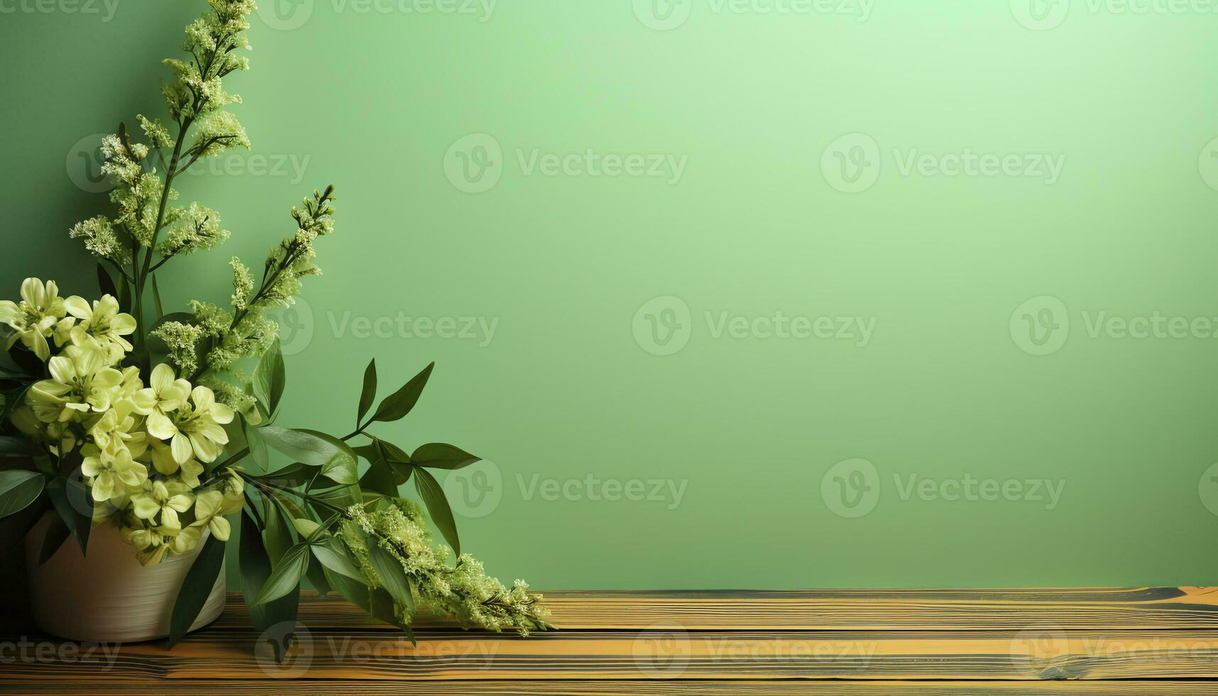 giallo fiori nel un' vaso su un' verde sfondo ai generato foto