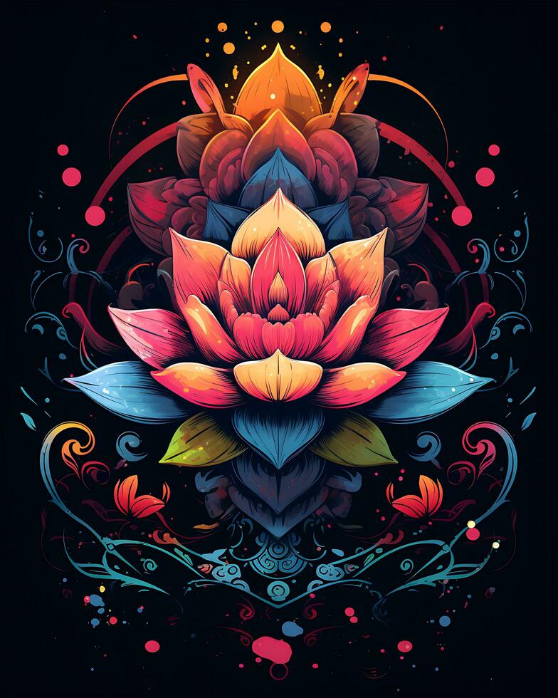 un' pittura di un' yoga loto fiore posa e sua connessione illustrazione sfondo foto