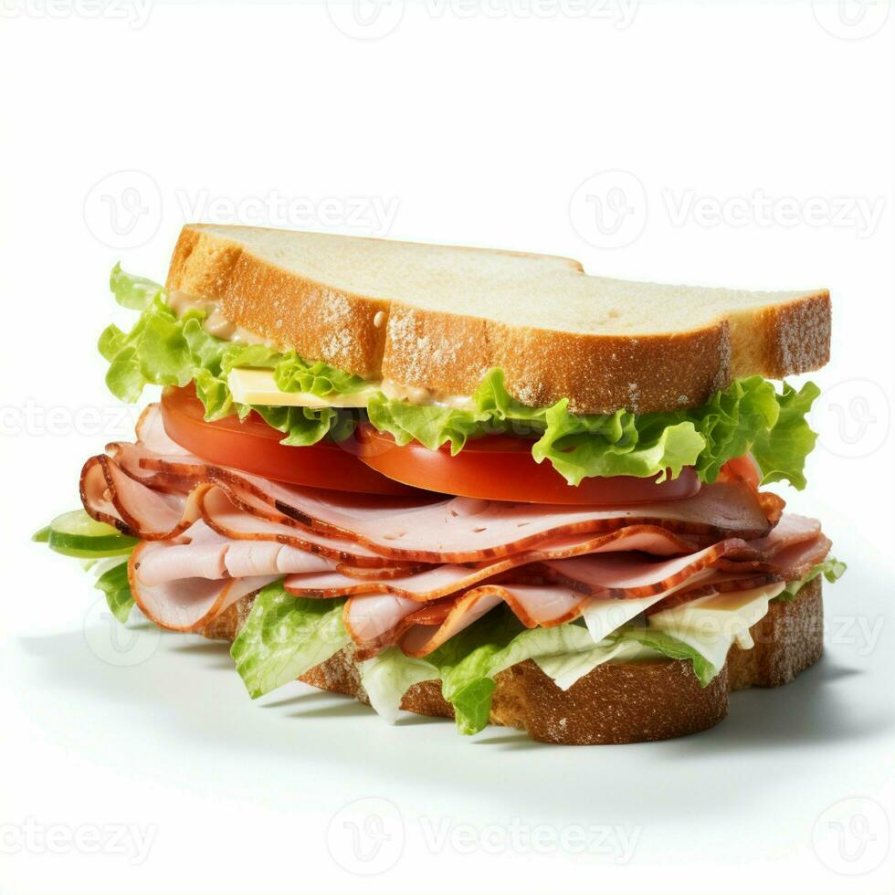 ai generato Sandwich foto nel bianca isolato sfondo