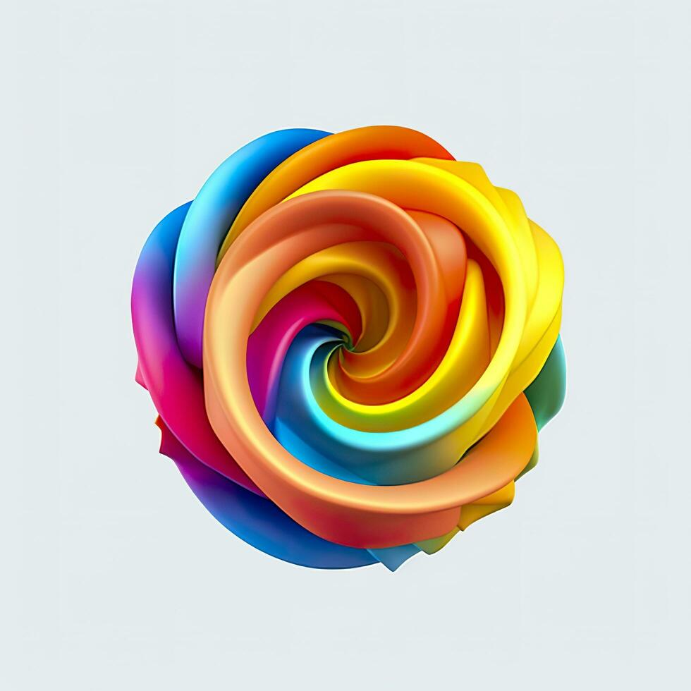 astratto arcobaleno spirale. morbido e arrotondato le forme reso nel ingarbugliato perfezione. ai generativo foto