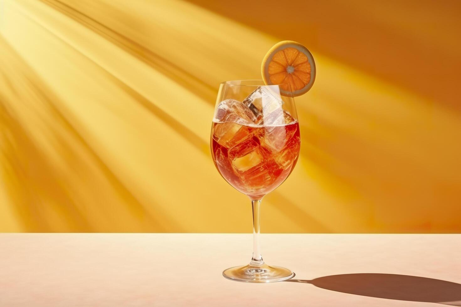 aperol spritz estate bevanda nel bicchiere con ombre, tropicale sfondo. generativo ai foto