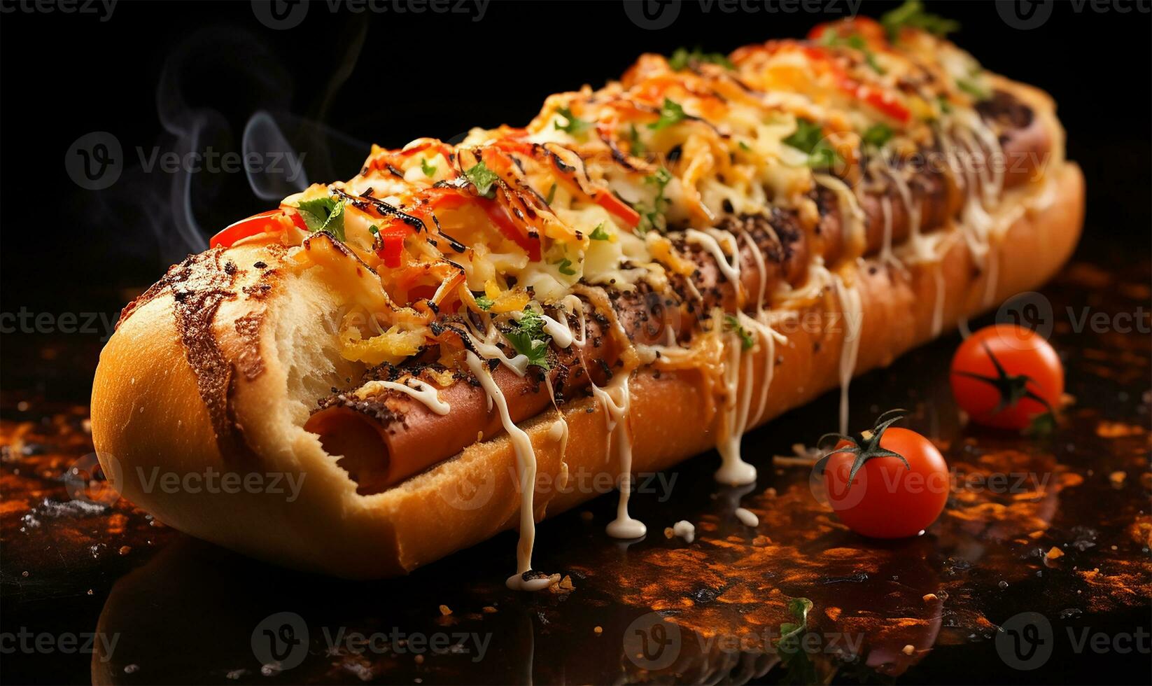 un' delizioso grigliato hot dog. ai generato foto