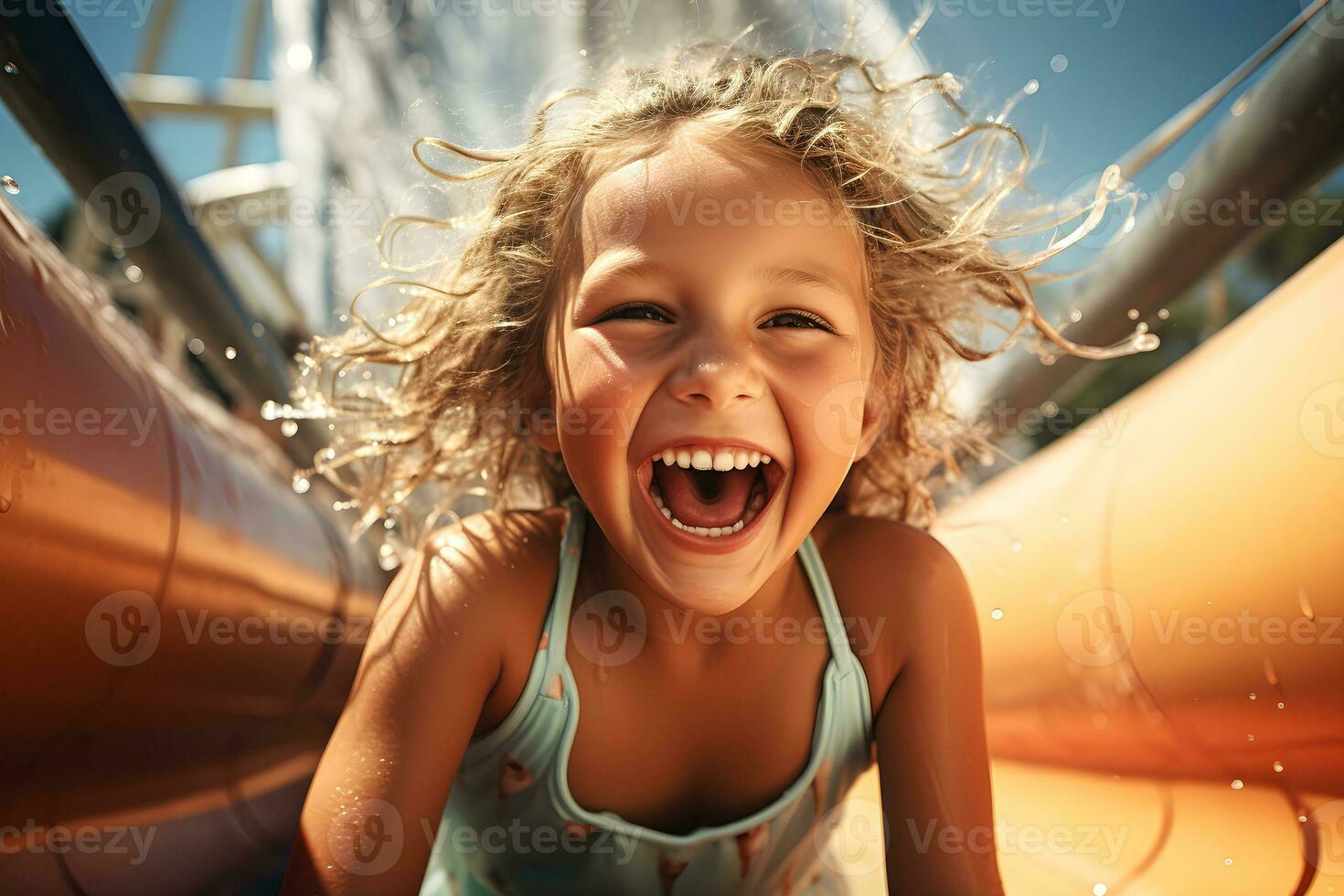 ragazzo sorridente giocando cursore a divertimento parco. generativo ai. foto