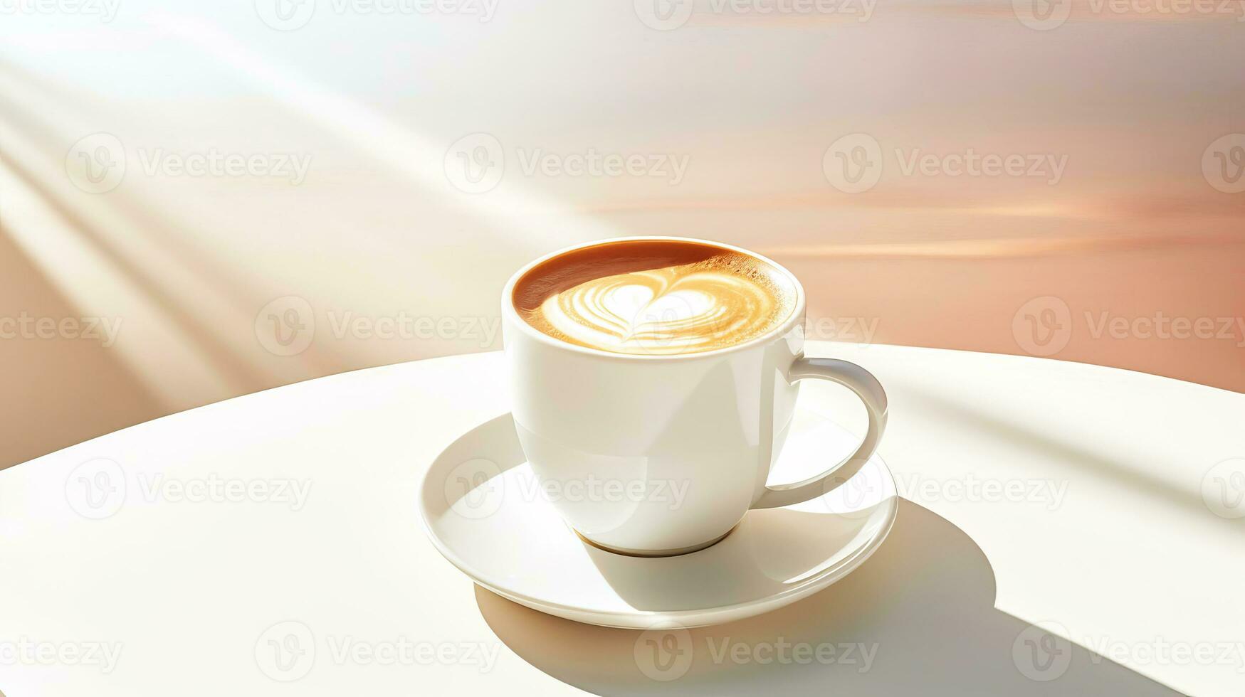porcellana tazza di caffè nel il luce del sole. ai generato foto