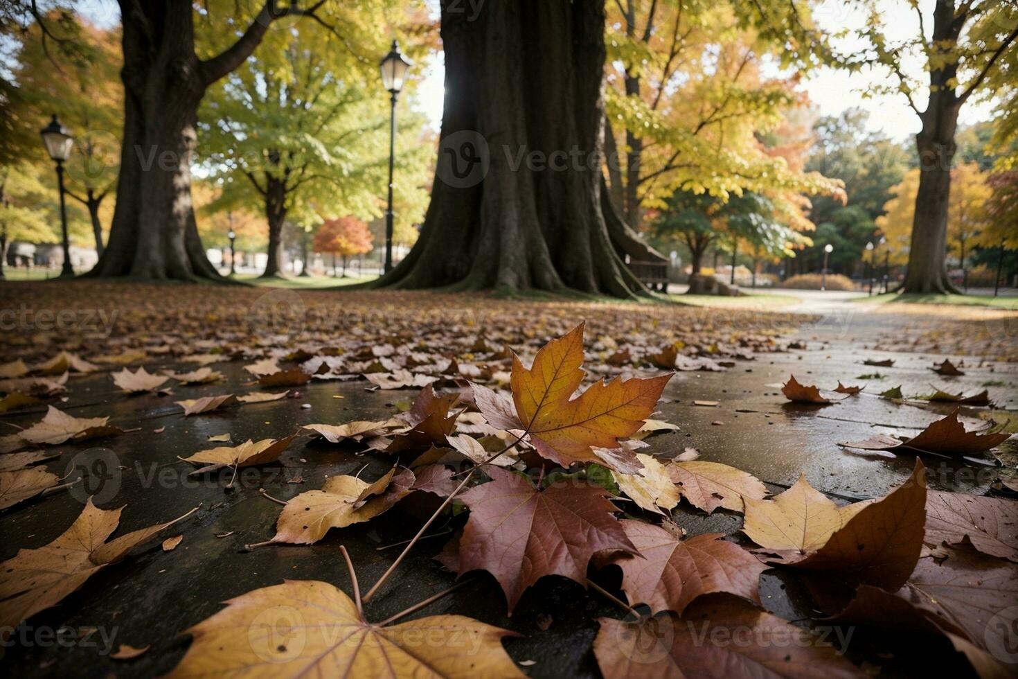 autunno S danza cattura il bellezza di caduta le foglie. ai generato. foto