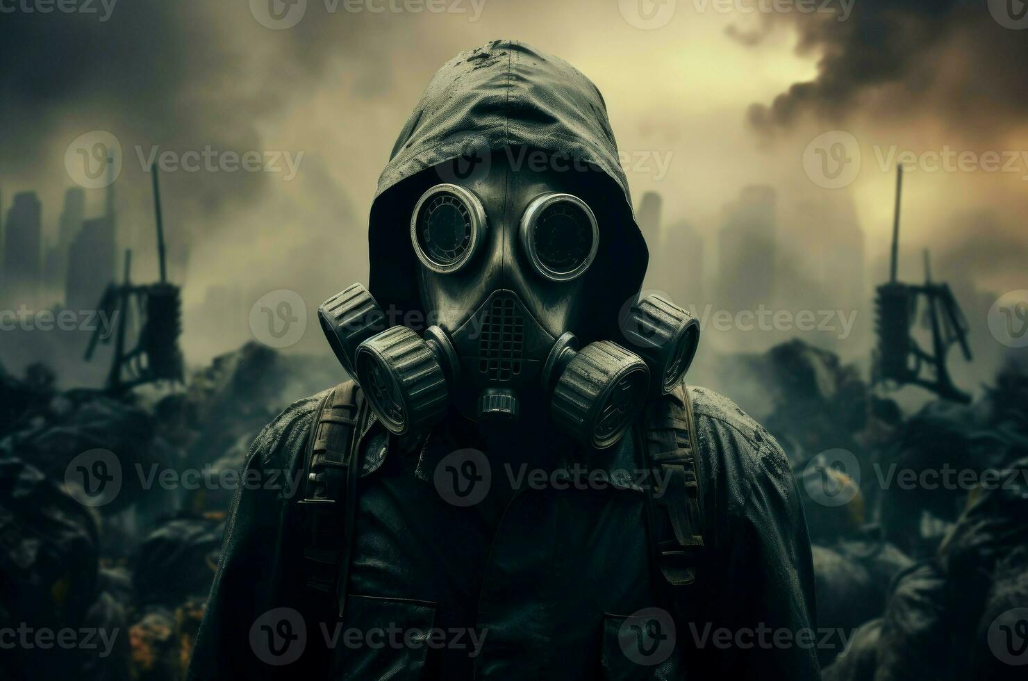 protettivo uomo gas maschera. creare ai foto