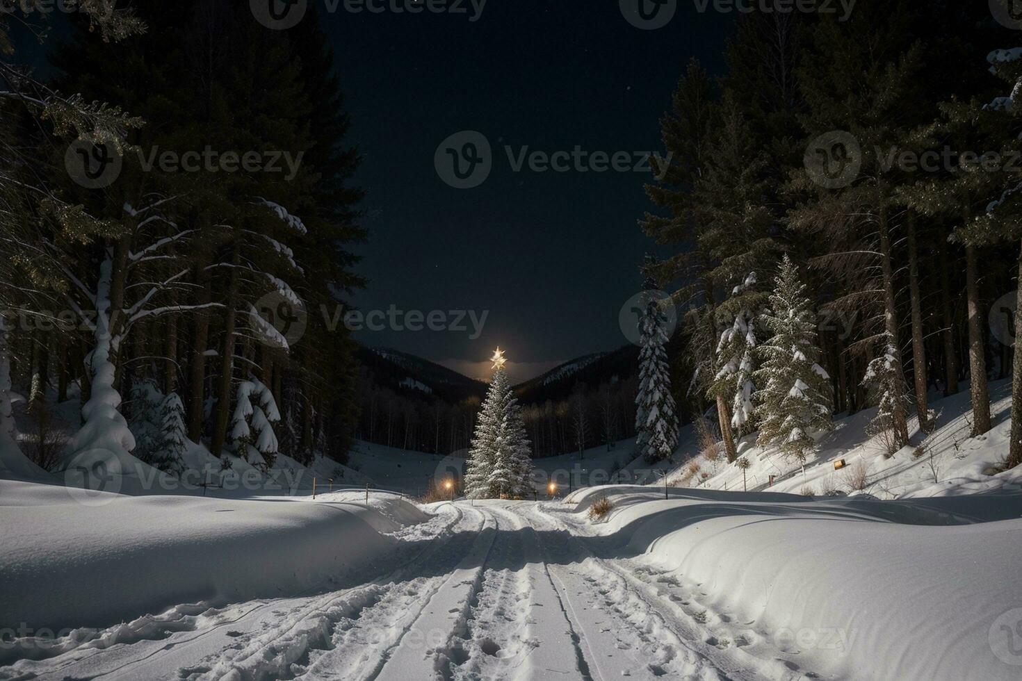 incantevole inverno Paese delle meraviglie un' travolgente Natale scena. ai generato. foto