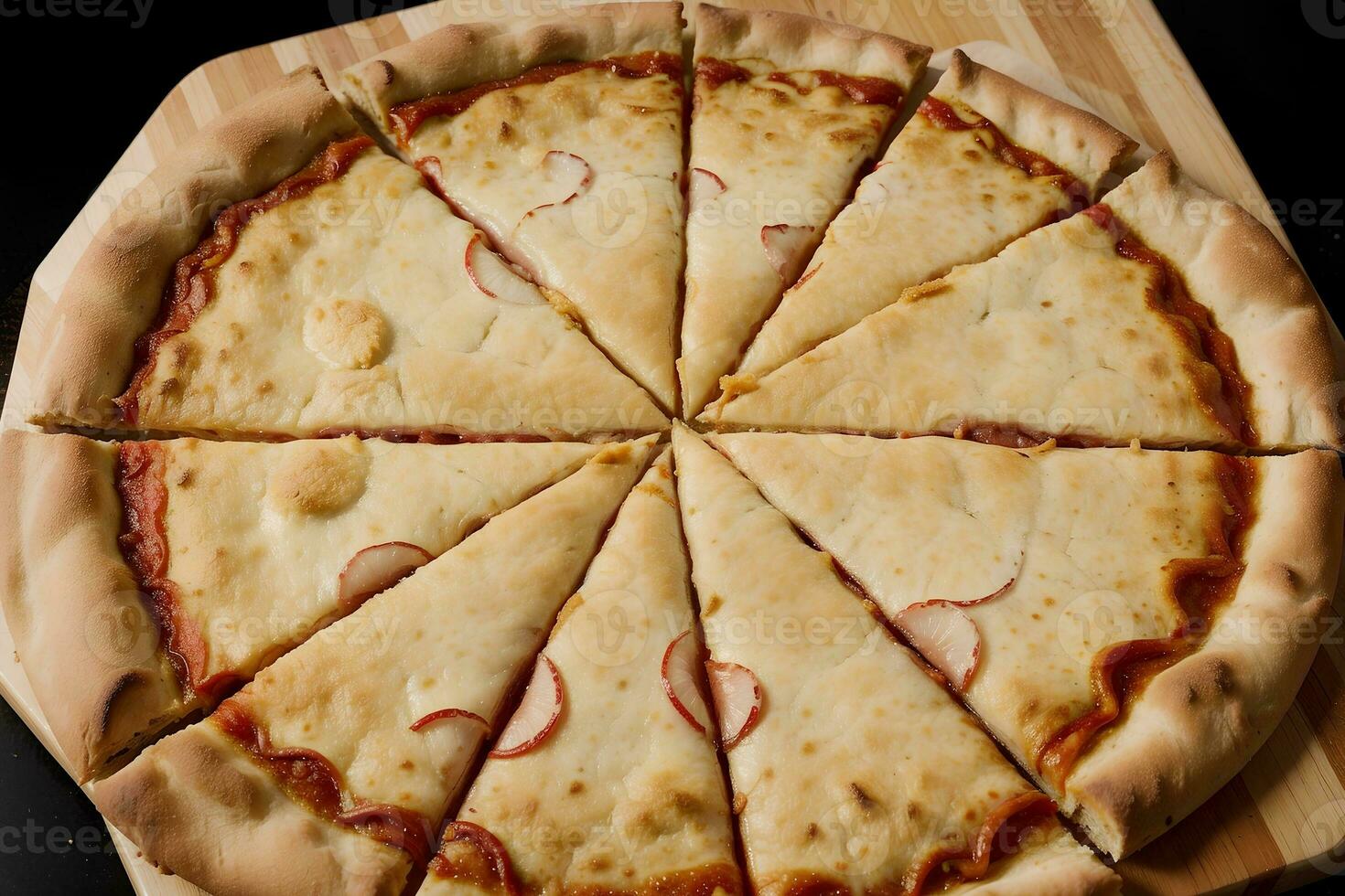 allettante frizzante Pizza fetta un' festa per il sensi. ai generato. foto