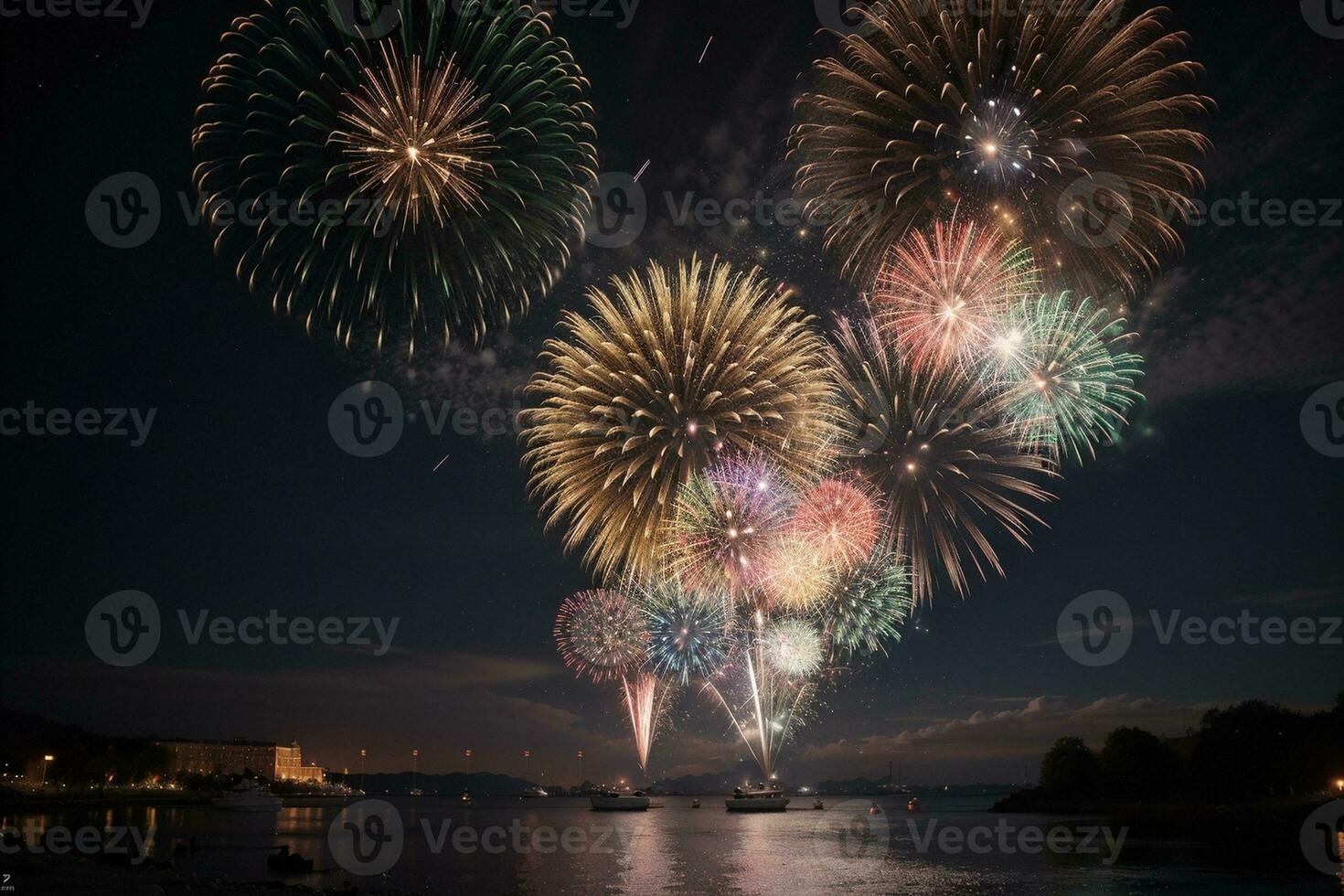 spettacolare nuovo anno S fuochi d'artificio stravaganza. ai generato. foto