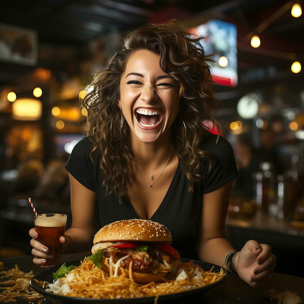 delizioso il famoso bistecca, verdura hamburger Esperienza. ai generativo foto