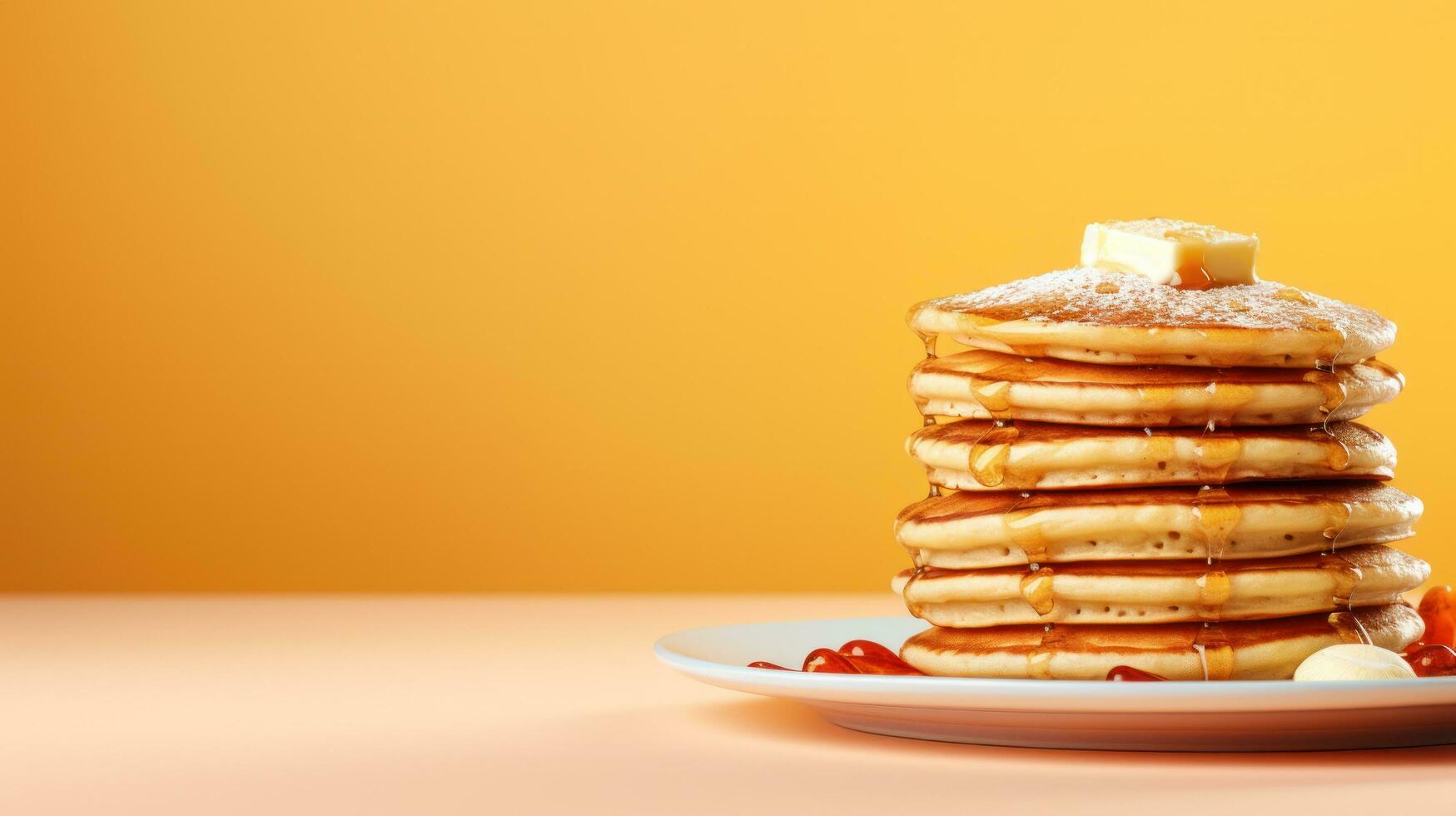 caldo Pancakes con copia spazio nel il stile di minimalista foto