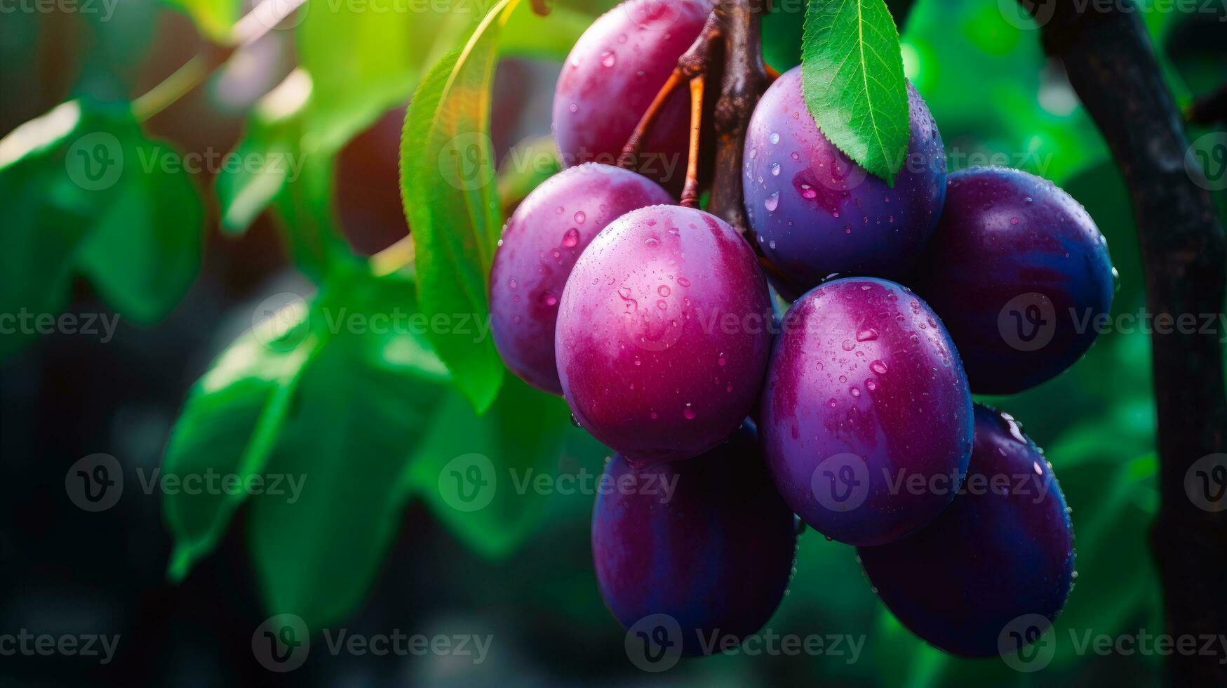 prugna varietà succulento uva e damigella prugne ai generato foto