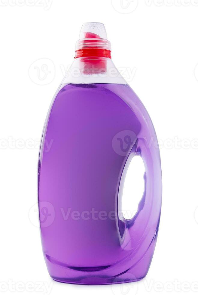 viola plastica bottiglia di detergente o tessuto ammorbidente foto