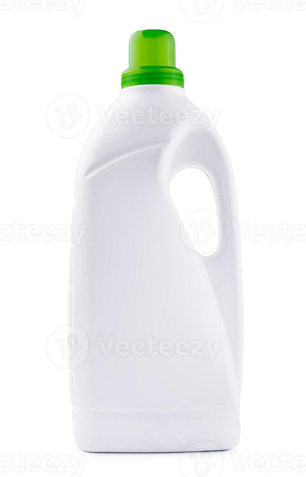 bianca detergente bottiglia per confezione isolato foto