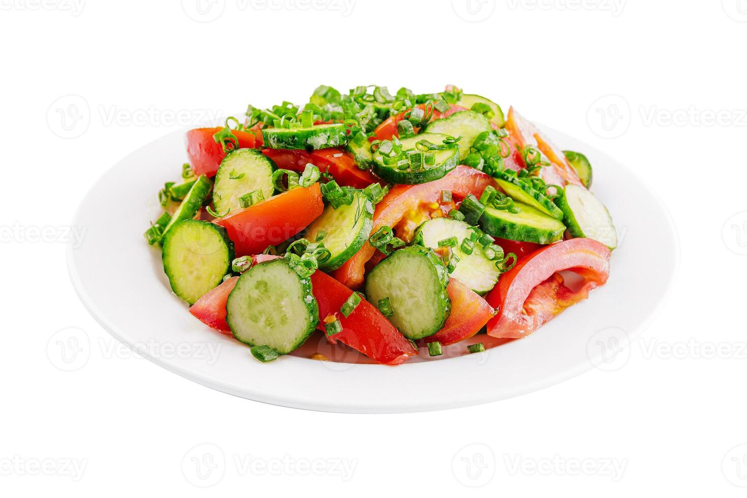 vegetariano insalata di primavera verdure su piatto foto