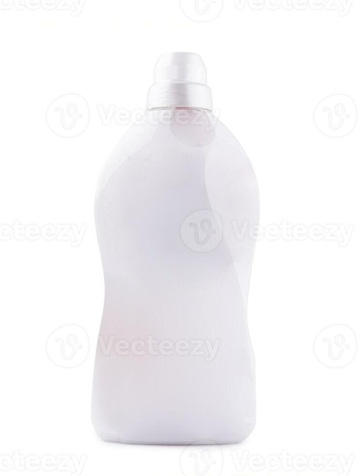 bianca plastica contenitore per liquido detergente isolato foto