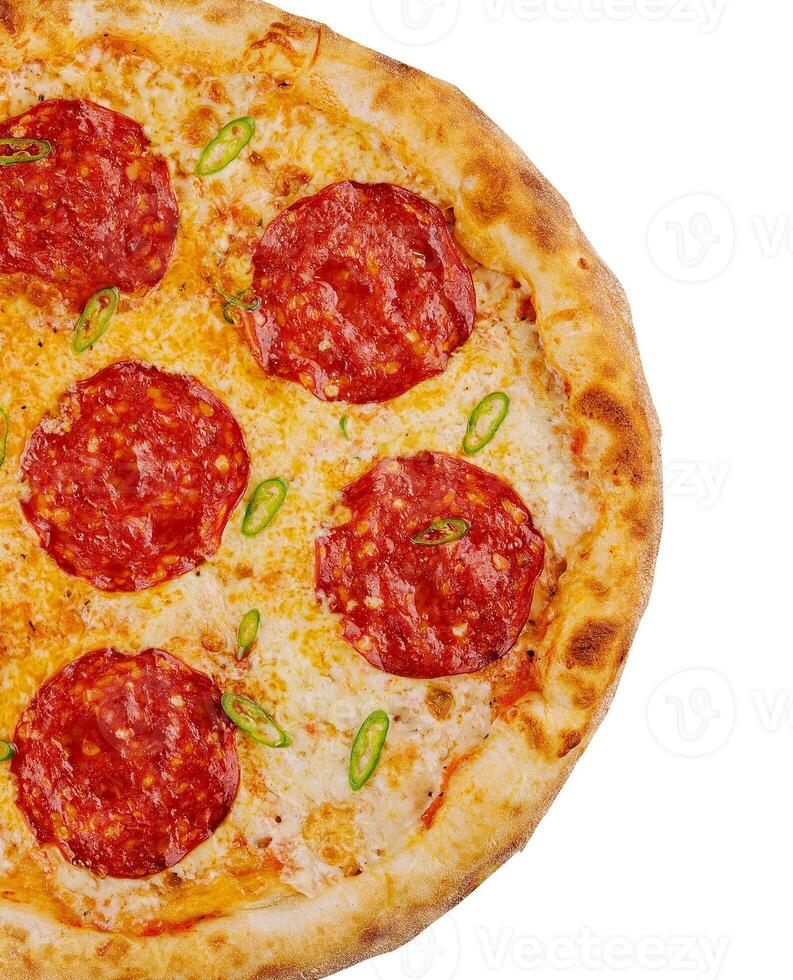 peperoni Pizza. italiano Pizza su bianca sfondo foto