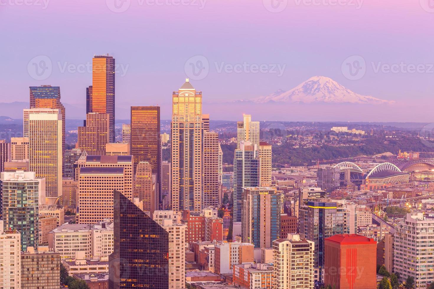 Seattle skyline del centro città paesaggio urbano nello stato di washington, usa foto