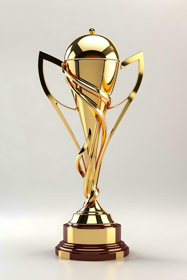 3d trofeo d'oro colore bianca sfondo generativo ai foto