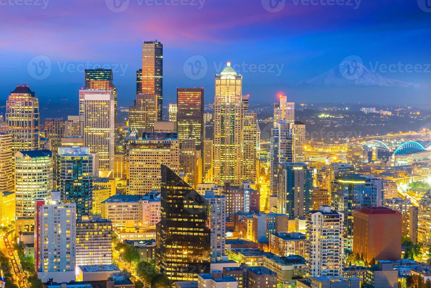 Seattle skyline del centro città paesaggio urbano nello stato di washington, usa foto